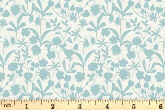 Lewis & Irene Bluebell Wood Reloved Fabric Collection Floral Silhouette on Duck Egg A129.1