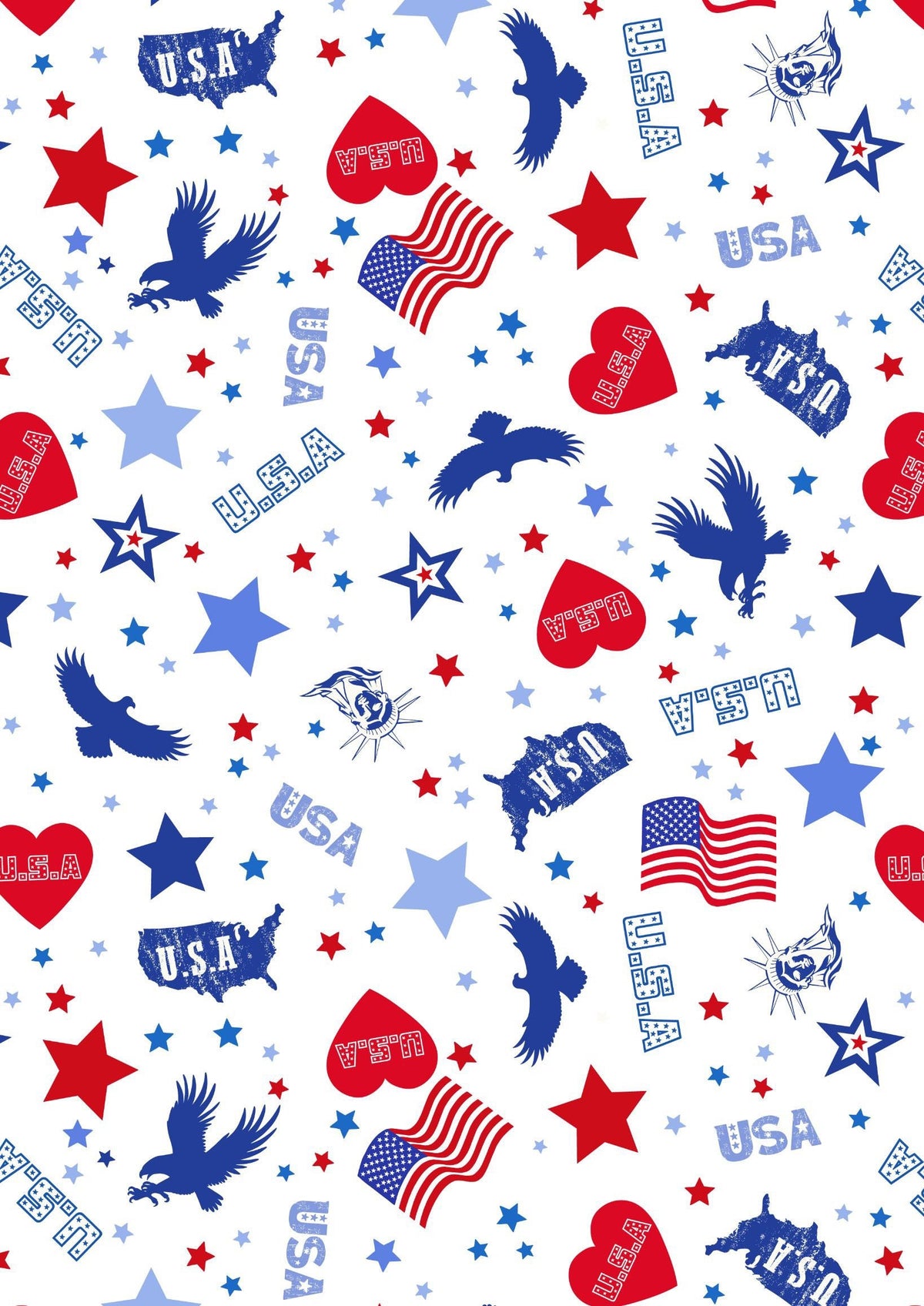 Lewis & Irene Americana Fabric Collection USA Motifs on White A631.1