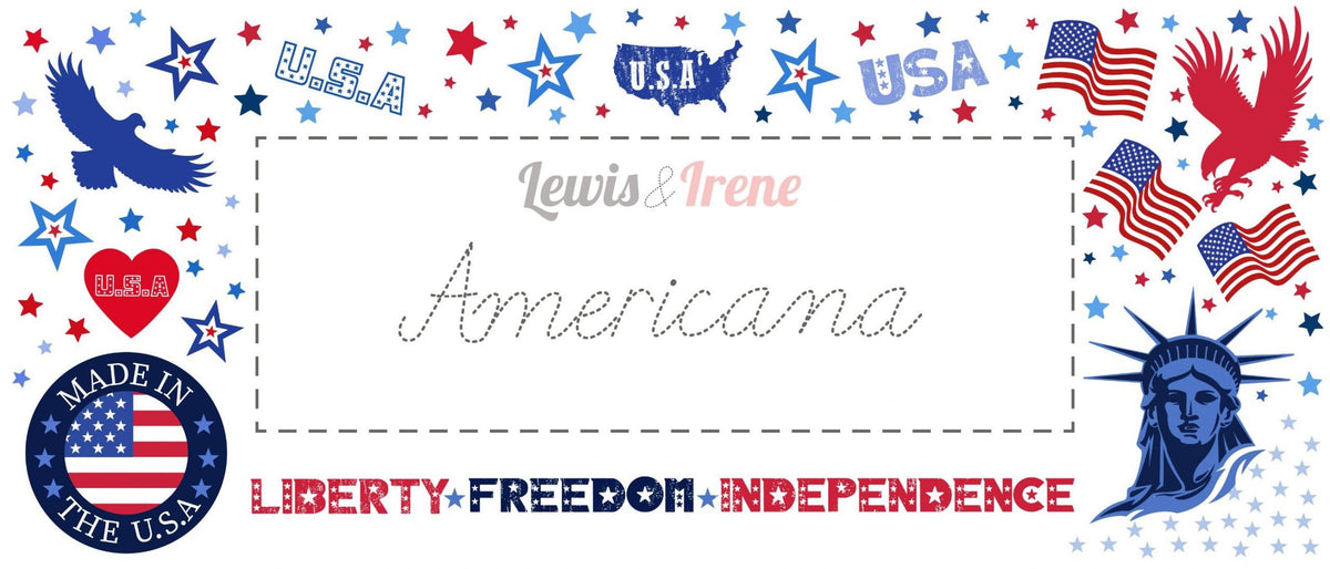 Lewis & Irene Americana Fabric Collection Dark Blue Plaid Authentic Premium 100% Cotton Quilt Shop Quality Fabrics