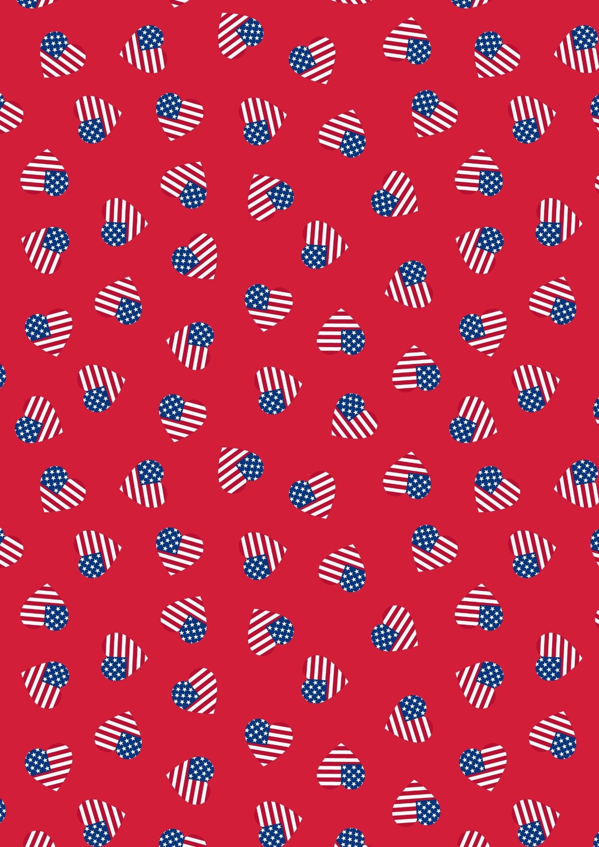 Lewis & Irene Americana Fabric Collection American Hearts on Red A631.2