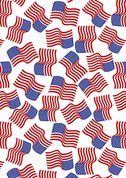 Lewis & Irene Americana Fabric Collection American Flags on White Authentic Premium 100% Cotton Quilt Shop Quality Fabrics