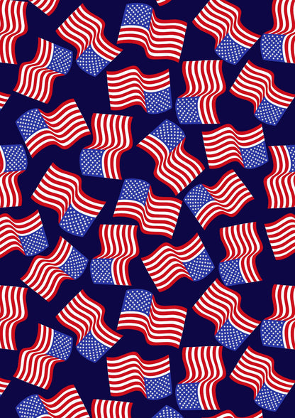 Lewis & Irene Americana Fabric Collection American Flags on Dark Blue Authentic Premium 100% Cotton Quilt Shop Quality Fabrics
