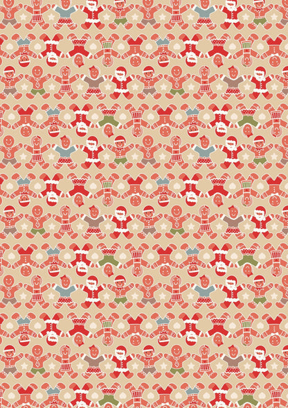 LAST BOLT!! Lewis & Irene Gingerbread Season Fabric Collection Gingerbread People on Butterscotch Authentic Premium 100% Cotton Fabrics