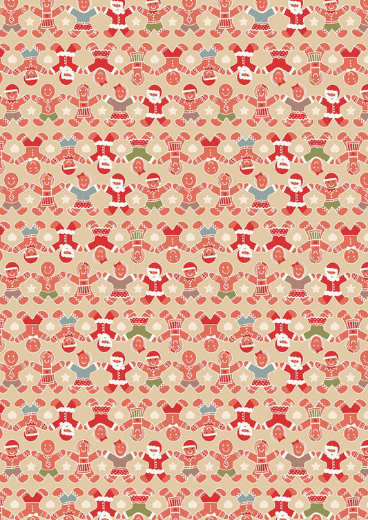 LAST BOLT!! Lewis & Irene Gingerbread Season Fabric Collection Gingerbread People on Butterscotch Authentic Premium 100% Cotton Fabrics