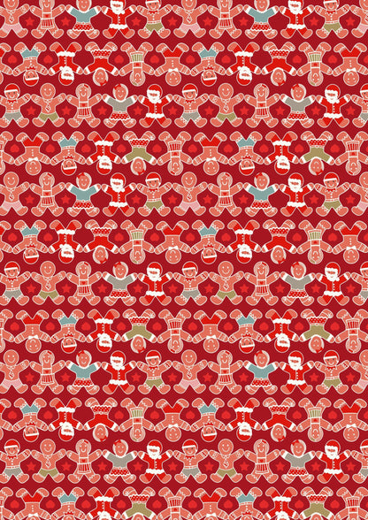 LAST BOLT! Lewis & Irene Gingerbread Season Fabric Collection Gingerbread People on Red Authentic Premium 100% Cotton Fabrics