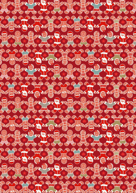 LAST BOLT! Lewis & Irene Gingerbread Season Fabric Collection Gingerbread People on Red Authentic Premium 100% Cotton Fabrics
