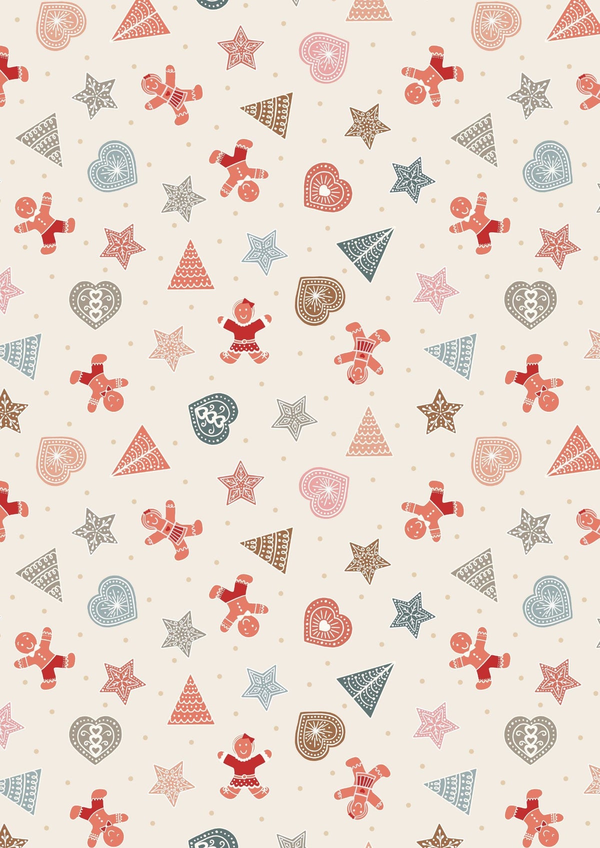 Lewis & Irene Gingerbread Season Fabric Collection Gingerbread Shapes on Cream C88.1