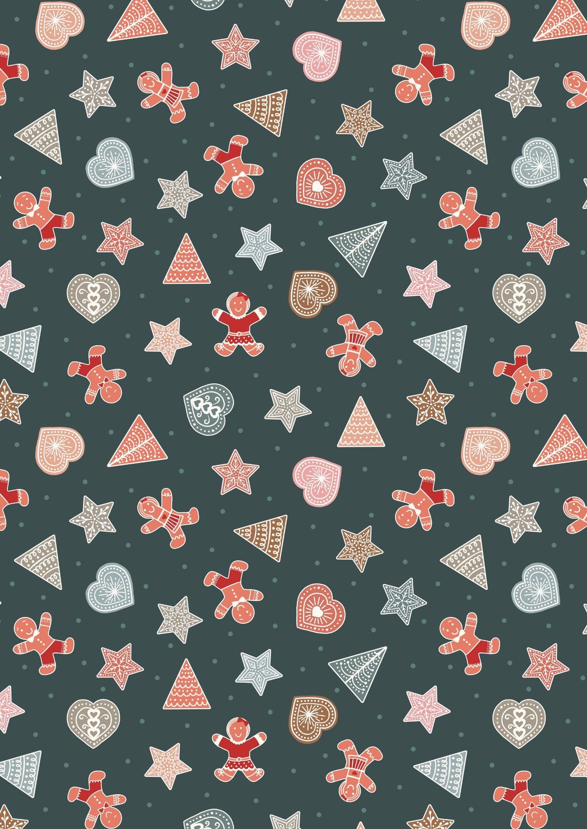 LAST BOLT! Lewis & Irene Gingerbread Season Fabric Collection Gingerbread Shapes on Dark Authentic Premium 100% Cotton Fabrics
