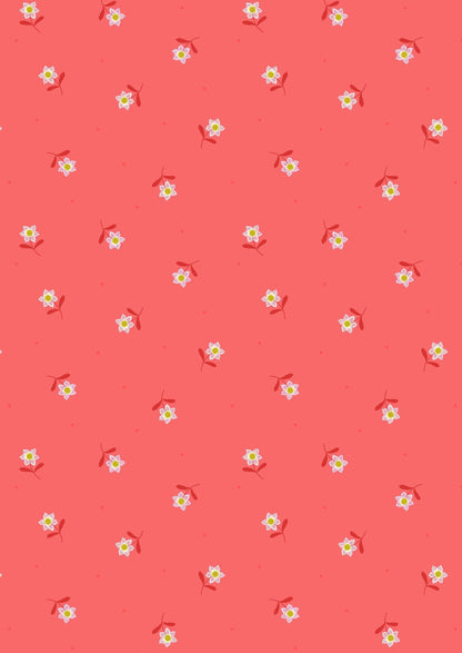 Lewis & Irene Hibiscus Hummingbird Fabric Collection Little Flowers on Dark Coral A594.2