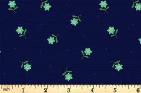 Lewis & Irene Hibiscus Hummingbird Fabric Collection Little Flowers on Dark Navy A594.3