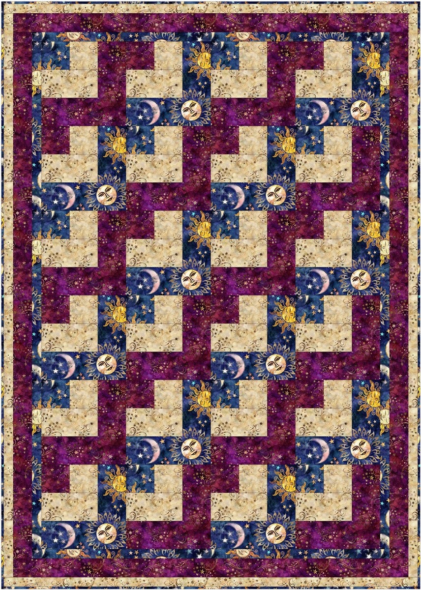 Fabric Cafe Jigsaw Quilt Pattern Finished Size 44”x62”