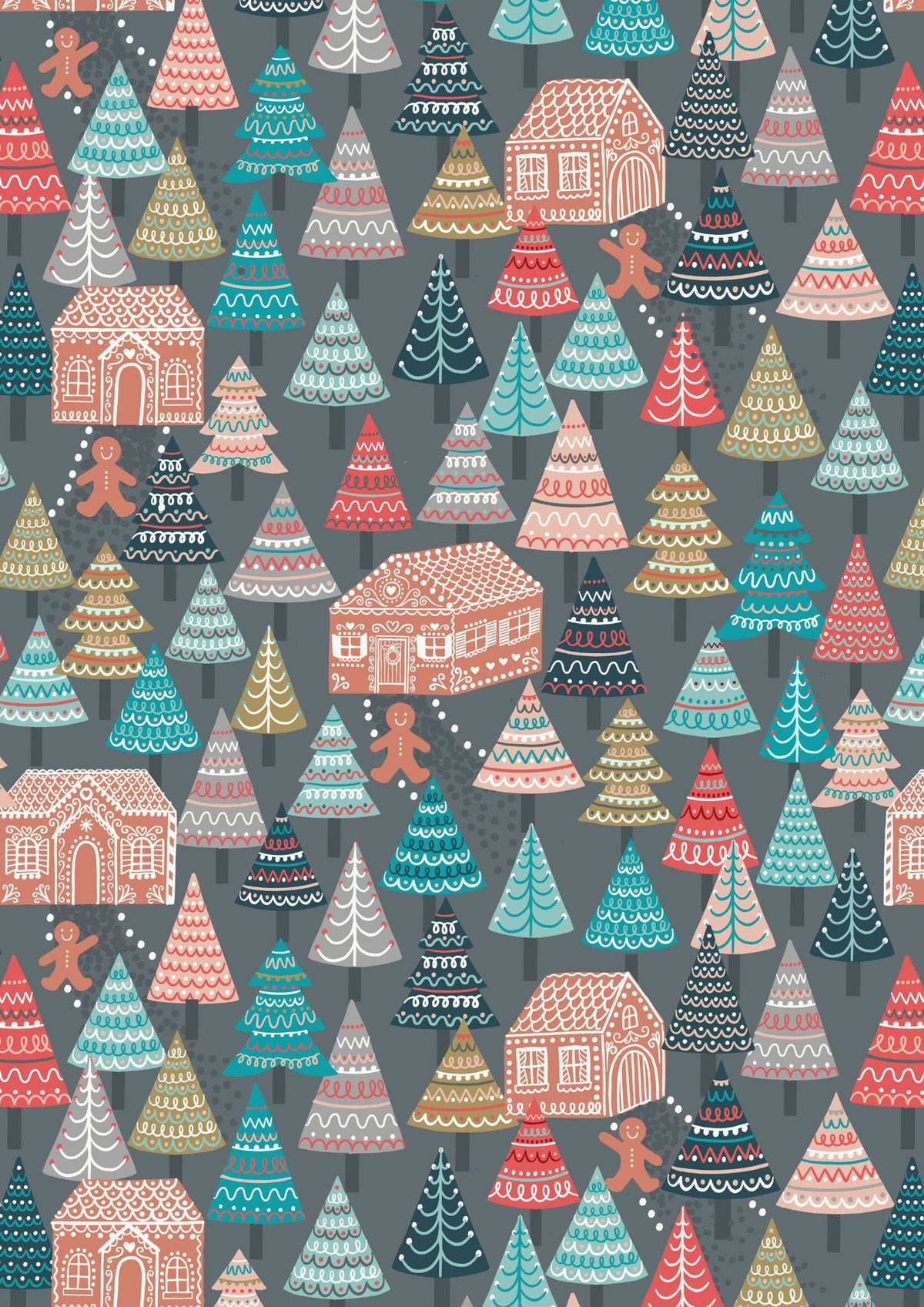 LAST BOLT! Lewis & Irene Gingerbread Season Fabric Collection Gingerbread Forest on Gray Authentic Premium 100% Cotton Fabrics