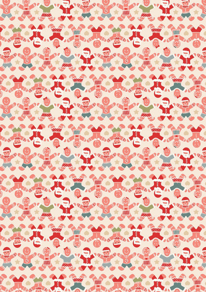 LAST BOLT! Lewis & Irene Gingerbread Season Fabric Collection Gingerbread People on Cream Authentic Premium 100% Cotton Fabrics