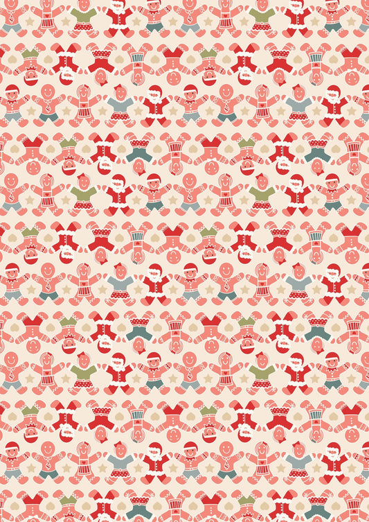 LAST BOLT! Lewis & Irene Gingerbread Season Fabric Collection Gingerbread People on Cream Authentic Premium 100% Cotton Fabrics