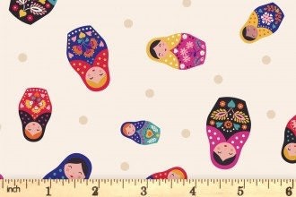 Lewis & Irene Little Matryoshka Fabric Collection Matryoshka on Cream 566.1