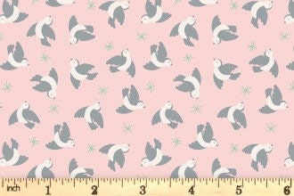 Lewis & Irene Oh Darling! Fabric Collection Flying Bluebirds on Rose Premium 100% Cotton Quilt Shop Quality Fabrics