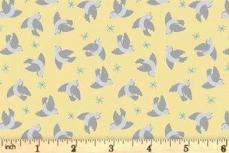 Lewis & Irene Oh Darling! Fabric Collection Flying Bluebirds on Lemon Premium 100% Cotton Quilt Shop Quality Fabrics
