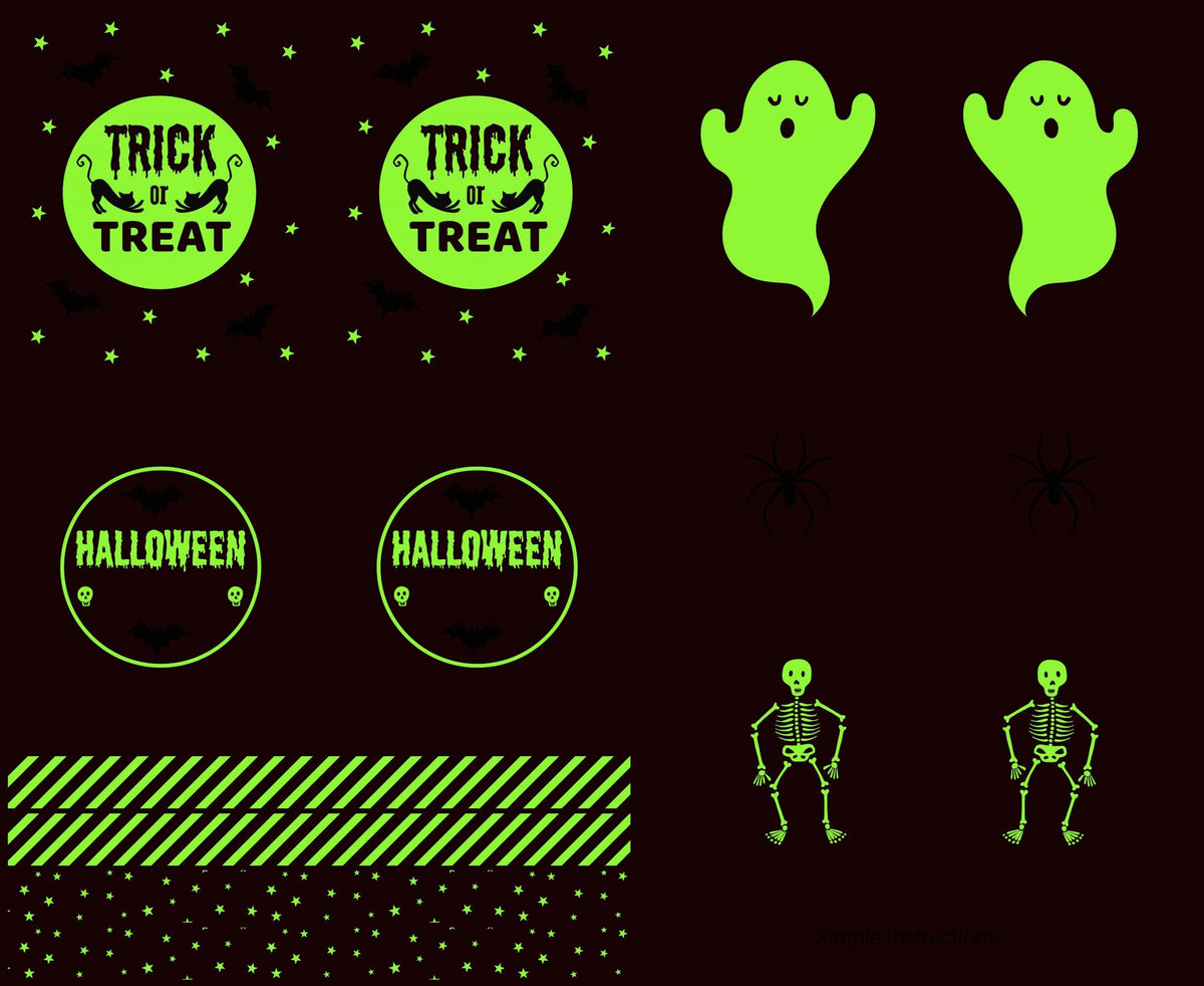 Lewis & Irene Haunted House Fabric Collection Glowing Digital Print 36” Treat Bag Panel on Black A598.2