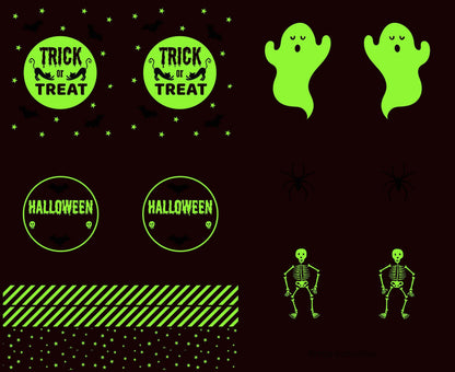 Lewis & Irene Haunted House Fabric Collection Glowing Digital Print 36” Treat Bag Panel on Black A598.2