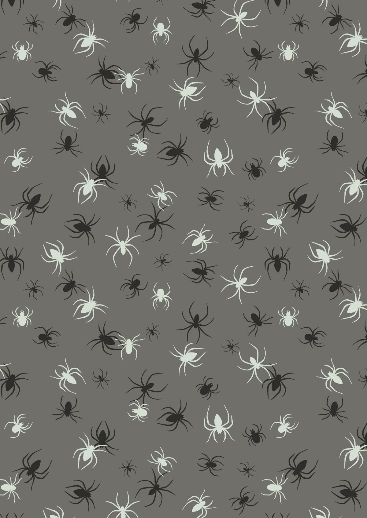 Lewis & Irene Haunted House Fabric Collection Glowing Spiders on Grey A602.1