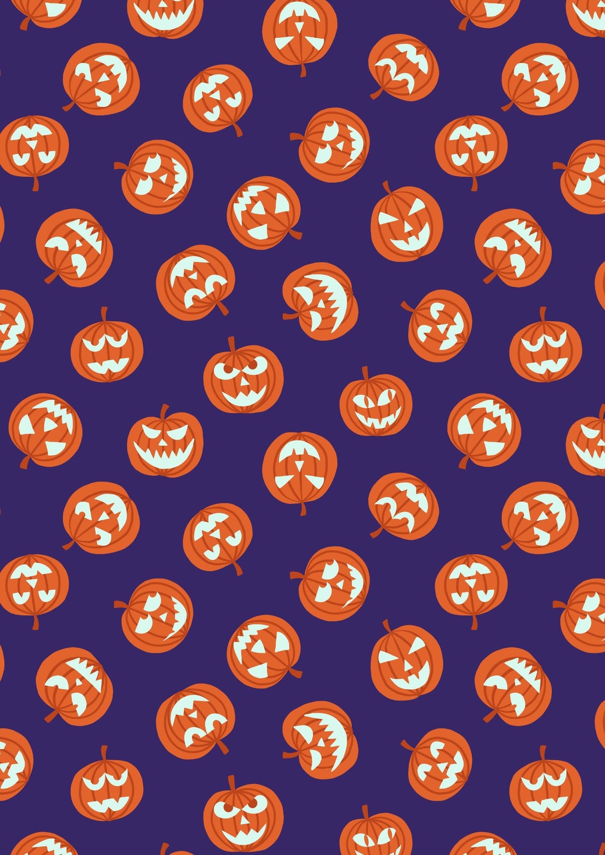 Lewis & Irene Haunted House Fabric Collection Glowing Pumpkin Faces on Purple A601.2