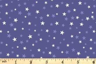 END OF BOLT 10" Glow-In-The-Dark Lewis & Irene Haunted House Fabric Collection Glowing Dark Stars on Spooky Blue A600.1