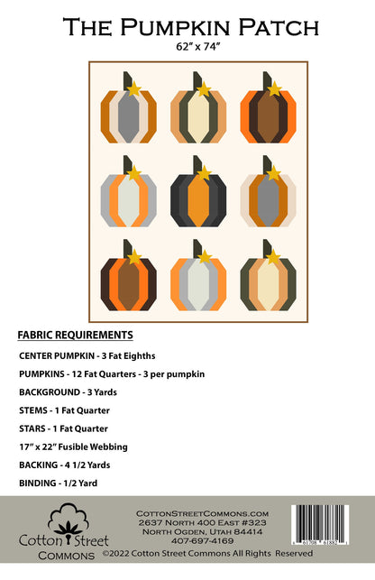 DIGITAL DOWNLOAD Cotton Street Commons The Pumpkin Patch Quilt Pattern Finished Size 62"x74"