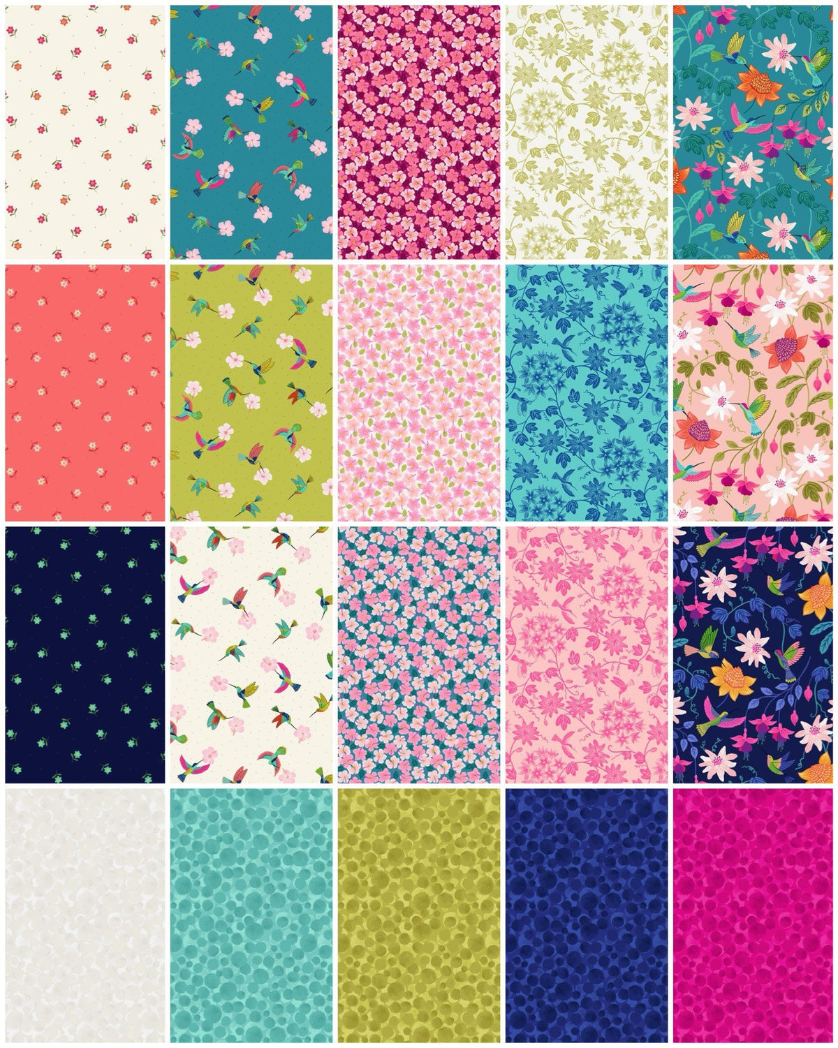 Lewis & Irene Hibiscus Hummingbird Fabric Collection Little Flowers on Dark Coral A594.2