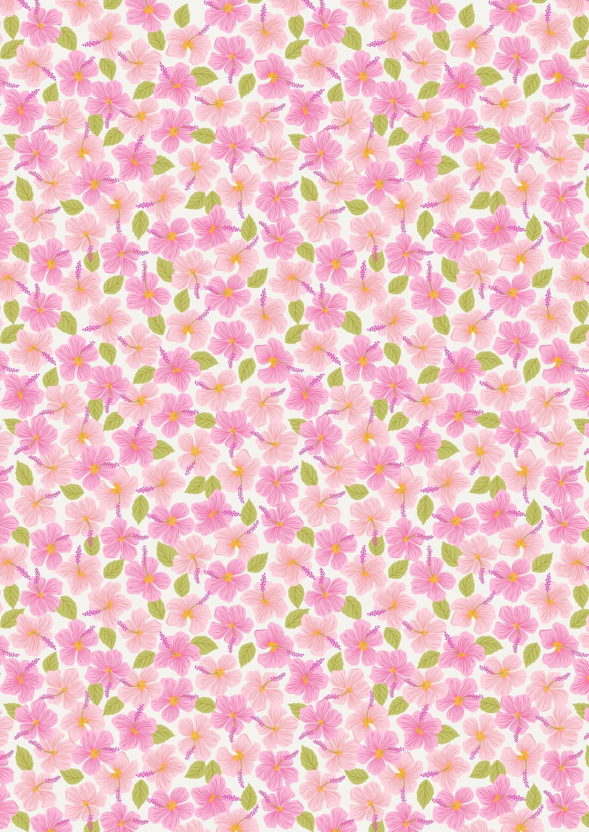 Lewis & Irene Hibiscus Hummingbird Fabric Collection Hibiscus on Cream A596.1