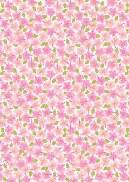 Lewis & Irene Hibiscus Hummingbird Fabric Collection Hibiscus on Cream A596.1