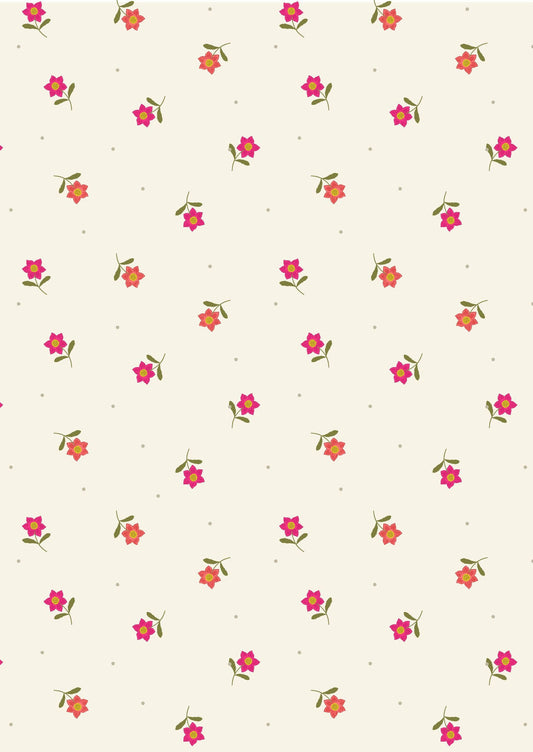 Lewis & Irene Hibiscus Hummingbird Fabric Collection Little Flowers on Cream A594.1