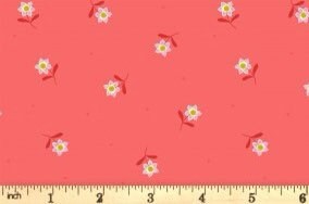 Lewis & Irene Hibiscus Hummingbird Fabric Collection Little Flowers on Dark Coral A594.2