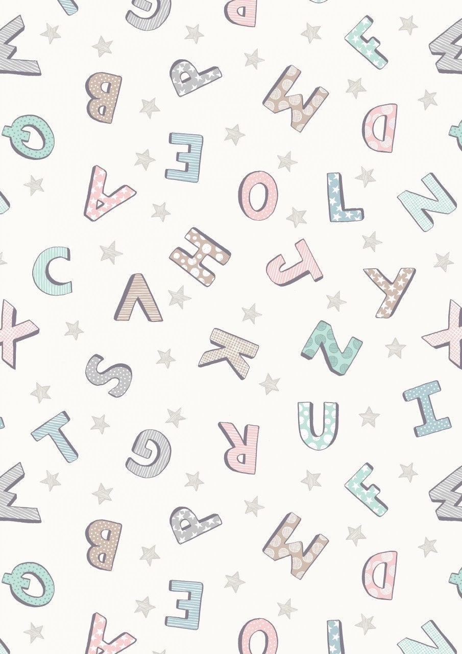 Lewis & Irene Bella Bunny and Bear Fabric Collection Alphabet on Cream Premium A648.1