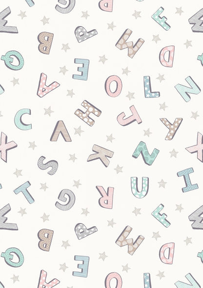 Lewis & Irene Bella Bunny and Bear Fabric Collection Alphabet on Cream Premium A648.1
