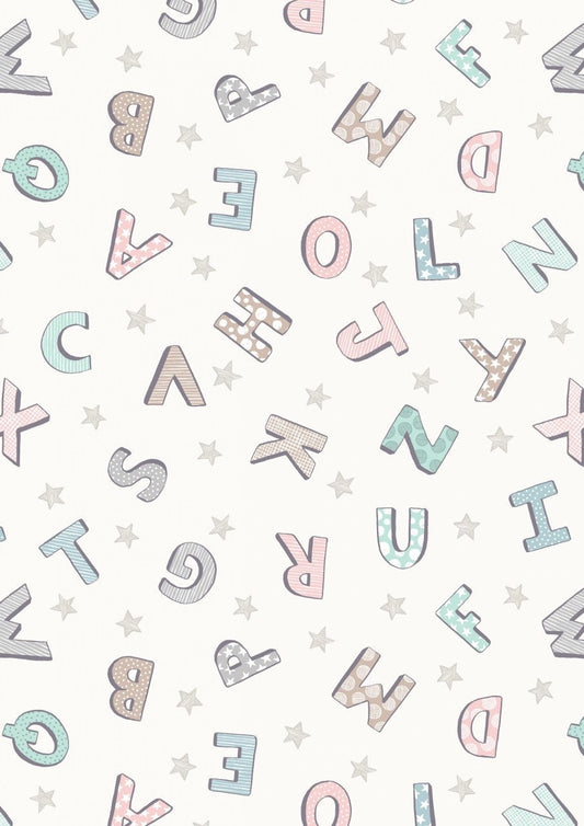 Lewis & Irene Bella Bunny and Bear Fabric Collection Alphabet on Cream Premium A648.1