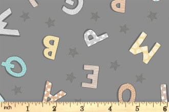 Lewis & Irene Bella Bunny and Bear Fabric Collection Alphabet on Dark Grey A648.3