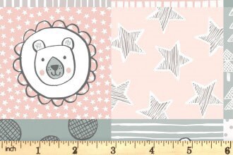 Lewis & Irene Bella Bunny and Bear Fabric Collection 3” Squares on Pink A647.1