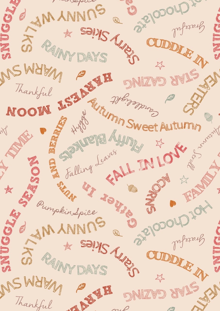 Lewis & Irene Snuggle Season Fabric Collection Cozy Words on Cream Premium 100% Cotton Quilt Shop Quality Fabrics