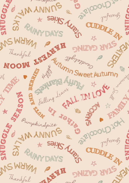 Lewis & Irene Snuggle Season Fabric Collection Cozy Words on Cream Premium 100% Cotton Quilt Shop Quality Fabrics