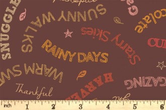 Lewis & Irene Snuggle Season Fabric Collection Cozy Words on Chocolate Premium 100% Cotton Quilt Shop Quality Fabrics