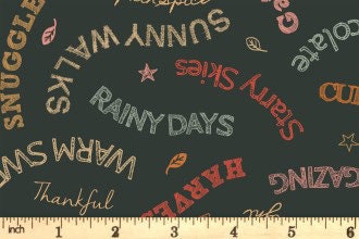 Lewis & Irene Snuggle Season Fabric Collection Cozy Words on Dark Forest Premium 100% Cotton Quilt Shop Quality Fabrics