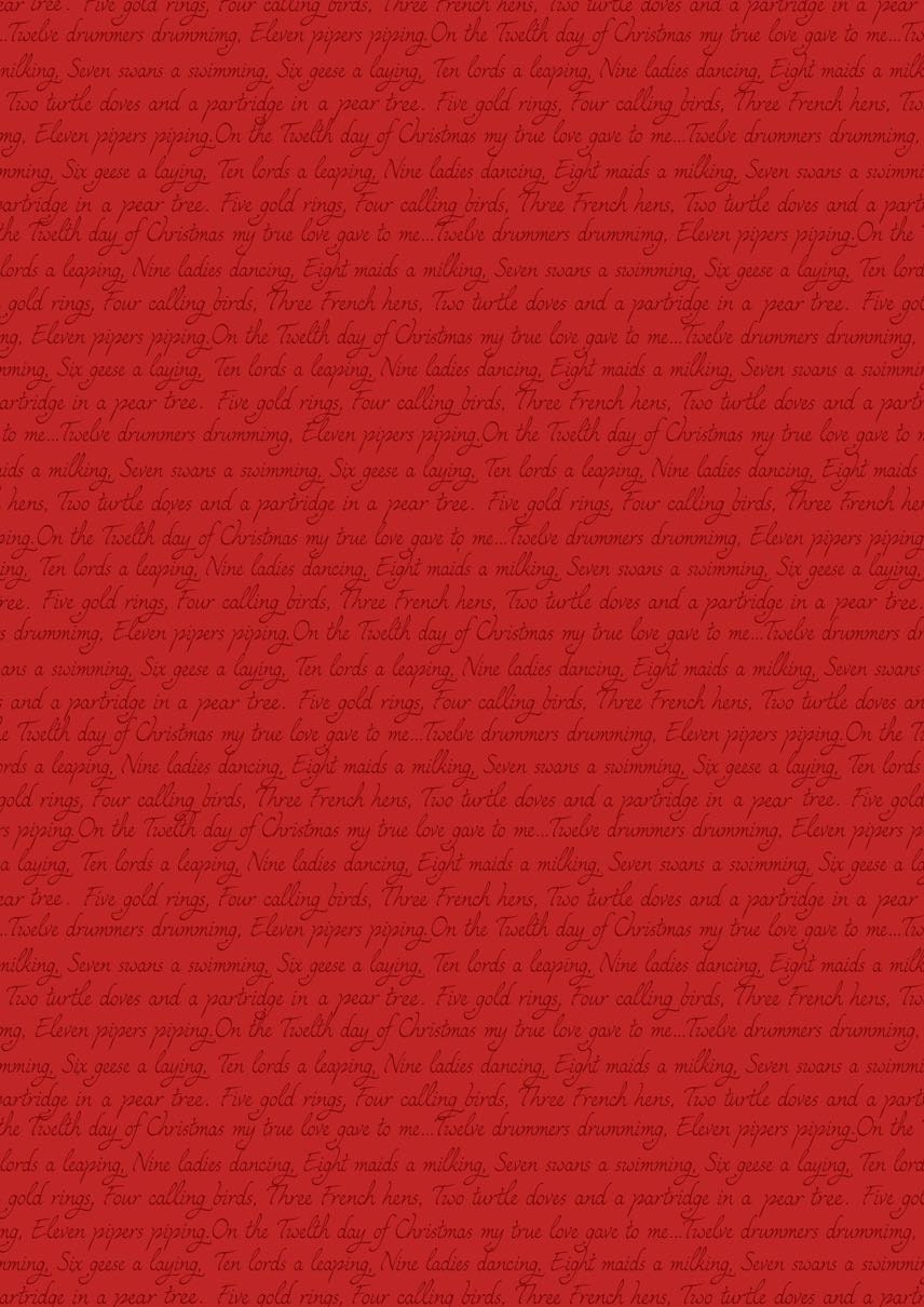Lewis & Irene 12 Days of Christmas Fabric Collection Christmas Script on Red C78.3
