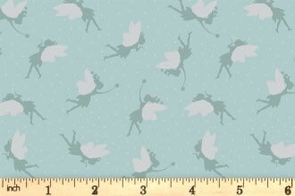 Lewis & Irene Small Things Mystical and Magical Fabric Collection Silver Metallic Fairies on Duck Egg Blue Premium 100% Cotton