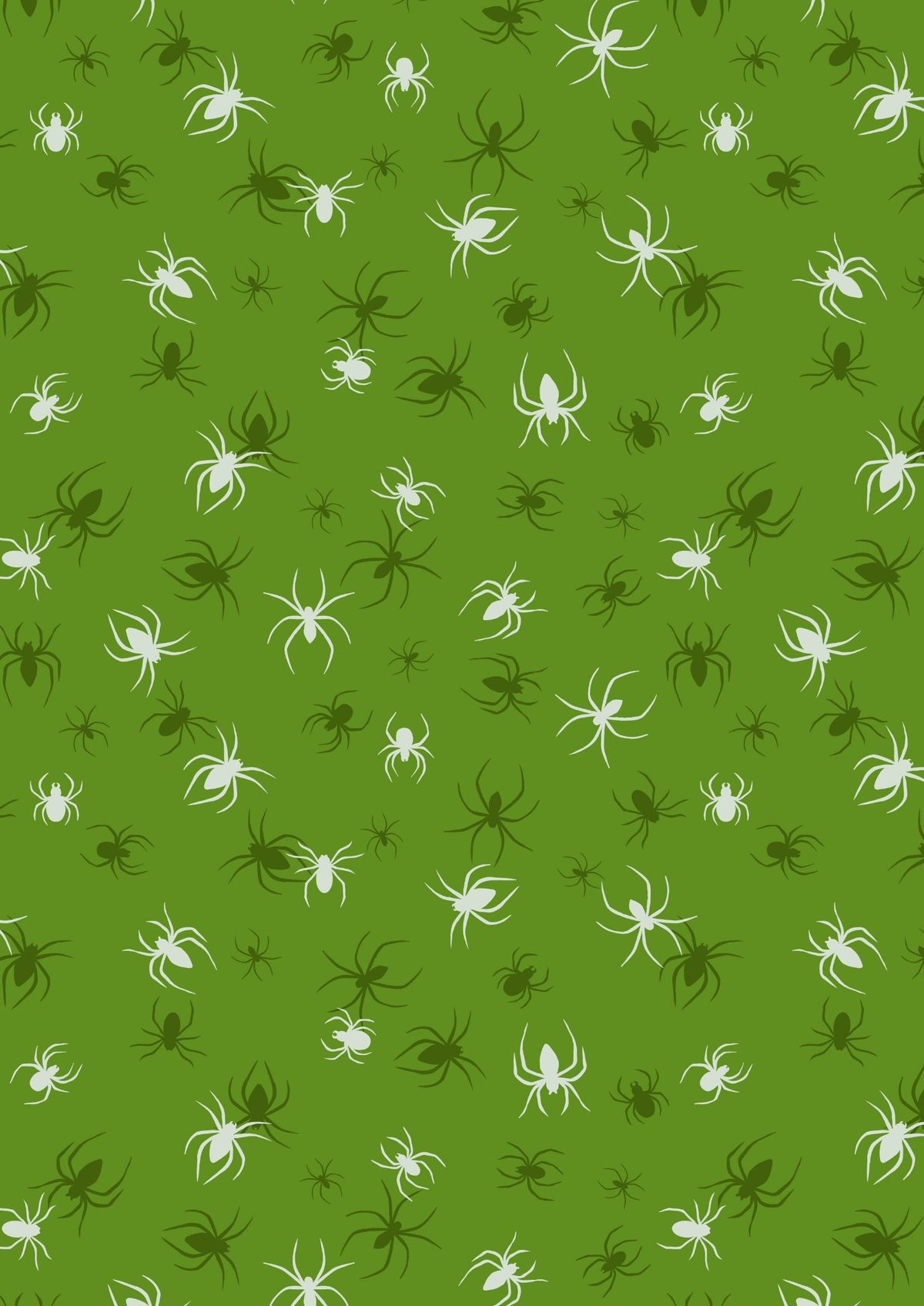 Lewis & Irene Haunted House Fabric Collection Glowing Spiders on Green A602.2
