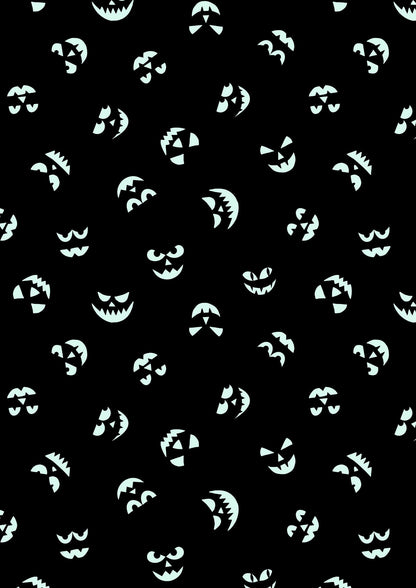 Lewis & Irene Haunted House Fabric Collection Glowing Pumpkin Faces on Purple A601.2
