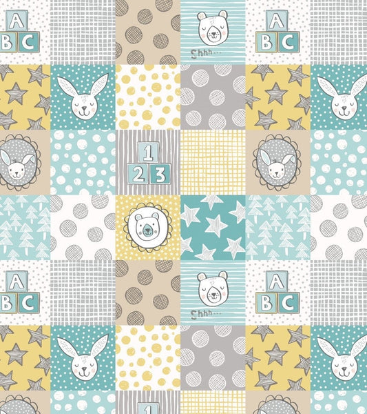 Lewis & Irene Bella Bunny and Bear Fabric Collection 3” Squares on Yellow A647.3