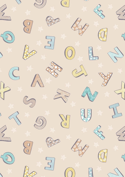 Lewis & Irene Bella Bunny and Bear Fabric Collection Alphabet on Natural A648.2