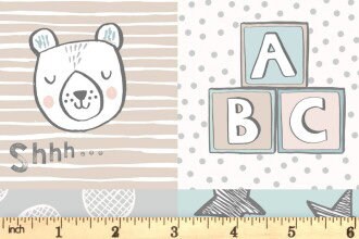 Lewis & Irene Bella Bunny and Bear Fabric Collection 3” Squares on Pale Blue A647.2