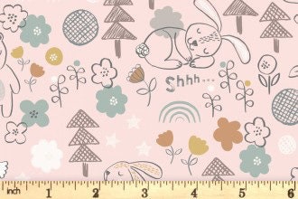 Lewis & Irene Bella Bunny and Bear Fabric Collection Bella and Bear on Pink A645.2