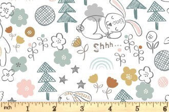 Lewis & Irene Bella Bunny and Bear Fabric Collection Bella and Bear on Cream A645.1